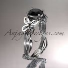 14kt white gold diamond engagement ring with a Black Diamond center stone ADLR251