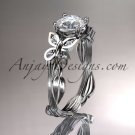 14kt white gold diamond engagement ring with a Forever One Moissanite center stone ADLR251