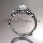 Platinum diamond leaf and vine wedding ring, engagement ring ADLR251
