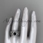 Platinum diamond unique engagement set, wedding set with a Black Diamond center stone ADLR300