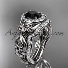 14kt white gold diamond unique engagement set, wedding set with a Black Diamond center stone ADLR300