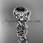 14kt white gold diamond unique engagement set, wedding set with a Black Diamond center stone ADLR300