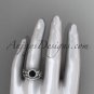 14kt white gold diamond unique engagement set, wedding set with a Black Diamond center stone ADLR300