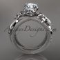 14kt white gold diamond engagement ring with a "Forever Brilliant" Moissanite center stone ADLR253
