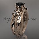 14kt rose gold diamond engagement ring with a Black Diamond center stone ADLR253