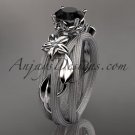 14kt white gold diamond engagement ring with a Black Diamond center stone ADLR253