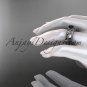 14kt white gold diamond engagement ring with a Black Diamond center stone ADLR253