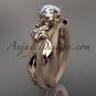 14kt rose gold diamond engagement ring with a Forever One Moissanite center stone ADLR253