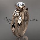 14kt rose gold diamond floral, leaf and vine wedding ring, engagement ring ADLR253