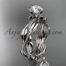 14k white gold leaf and vine engagement ring with a Moissanite center stone ADLR258