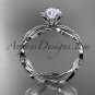 14k white gold leaf and vine engagement ring with a Moissanite center stone ADLR258