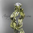 14k yellow gold leaf and vine engagement ring with a Moissanite center stone ADLR258