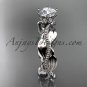 Platinum leaf and vine engagement ring with a Forever One Moissanite center stone ADLR258