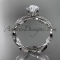 Unique platinum leaf and vine engagement ring, wedding band ADLR258