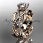 14kt rose gold diamond engagement ring with a Forever One Moissanite center stone ADLR264