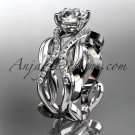 Platinum diamond engagement ring with a Forever One Moissanite center stone ADLR264