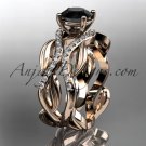 14kt rose gold diamond engagement ring with a Black Diamond center stone ADLR264