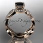14kt rose gold diamond engagement ring with a Black Diamond center stone ADLR264