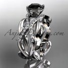 14kt white gold diamond engagement ring with a Black Diamond center stone ADLR264