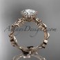 14kt rose gold diamond leaf and vine engagement ring with a  Moissanite center stone ADLR20A