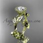 14kt yellow gold diamond leaf and vine engagement ring with a Moissanite center stone ADLR20A