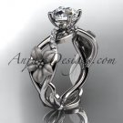 14kt white gold diamond engagement ring with a Forever One Moissanite  center stone ADLR270