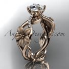 14kt rose gold diamond floral leaf and vine wedding ring, engagement ring ADLR270