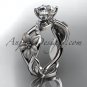 Unique 14kt white gold diamond floral leaf and vine wedding ring, engagement ring ADLR270