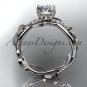 Unique 14kt white gold diamond floral leaf and vine wedding ring, engagement ring ADLR270