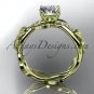 Unique 14kt yellow gold diamond floral leaf and vine wedding ring, engagement ring ADLR270