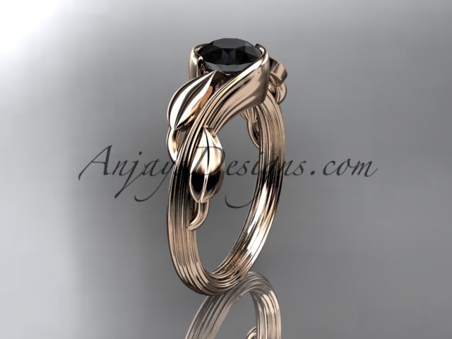 14kt rose gold engagement ring with a Black Diamond center stone ADLR273
