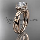 14kt rose gold diamond engagement ring with a Forever One Moissanite center stone ADLR289