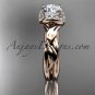 14kt rose gold diamond engagement ring with a Forever One Moissanite center stone ADLR289