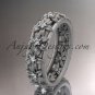 14kt white gold diamond flower wedding ring, engagement ring, wedding band ADLR163