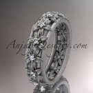 Platinum diamond flower wedding ring, engagement ring, wedding band ADLR163