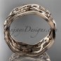 14kt rose gold leaf and vine wedding ring, engagement ring, wedding band ADLR263