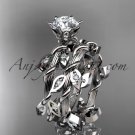 14k white gold diamond leaf and vine, wedding and engagement set ADLR20S