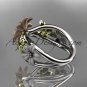 14kt tri color gold floral diamond unique engagement ring, wedding ring ADLR171