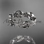 14kt white gold diamond flower wedding ring, wedding band. ADLR 191