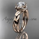 14kt rose gold diamond leaf and vine wedding ring, engagement ring ADLR289