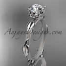Platinum diamond vine and leaf wedding ring, engagement ring with a Moissanite center stone ADLR290