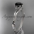 14k white gold diamond engagement ring with a Black Diamond center stone ADLR290