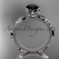 14k white gold diamond engagement ring with a Black Diamond center stone ADLR290