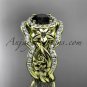 14kt yellow gold diamond engagement set, wedding set with a Black Diamond center stone ADLR300