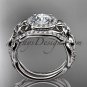 14kt white gold diamond engagement set with a Forever One Moissanite center stone ADLR300