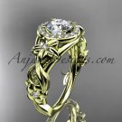 14kt yellow gold diamond engagement ring with a Forever One Moissanite center stone ADLR300