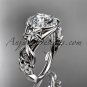 Platinum diamond unique engagement ring, wedding ring with Moissanite center stone ADLR300