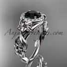 14kt white gold diamond unique engagement ring with a Black Diamond center stone ADLR300