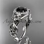 14kt white gold diamond unique engagement ring with a Black Diamond center stone ADLR300