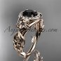 14kt rose gold diamond unique engagement ring with a Black Diamond center stone ADLR300
